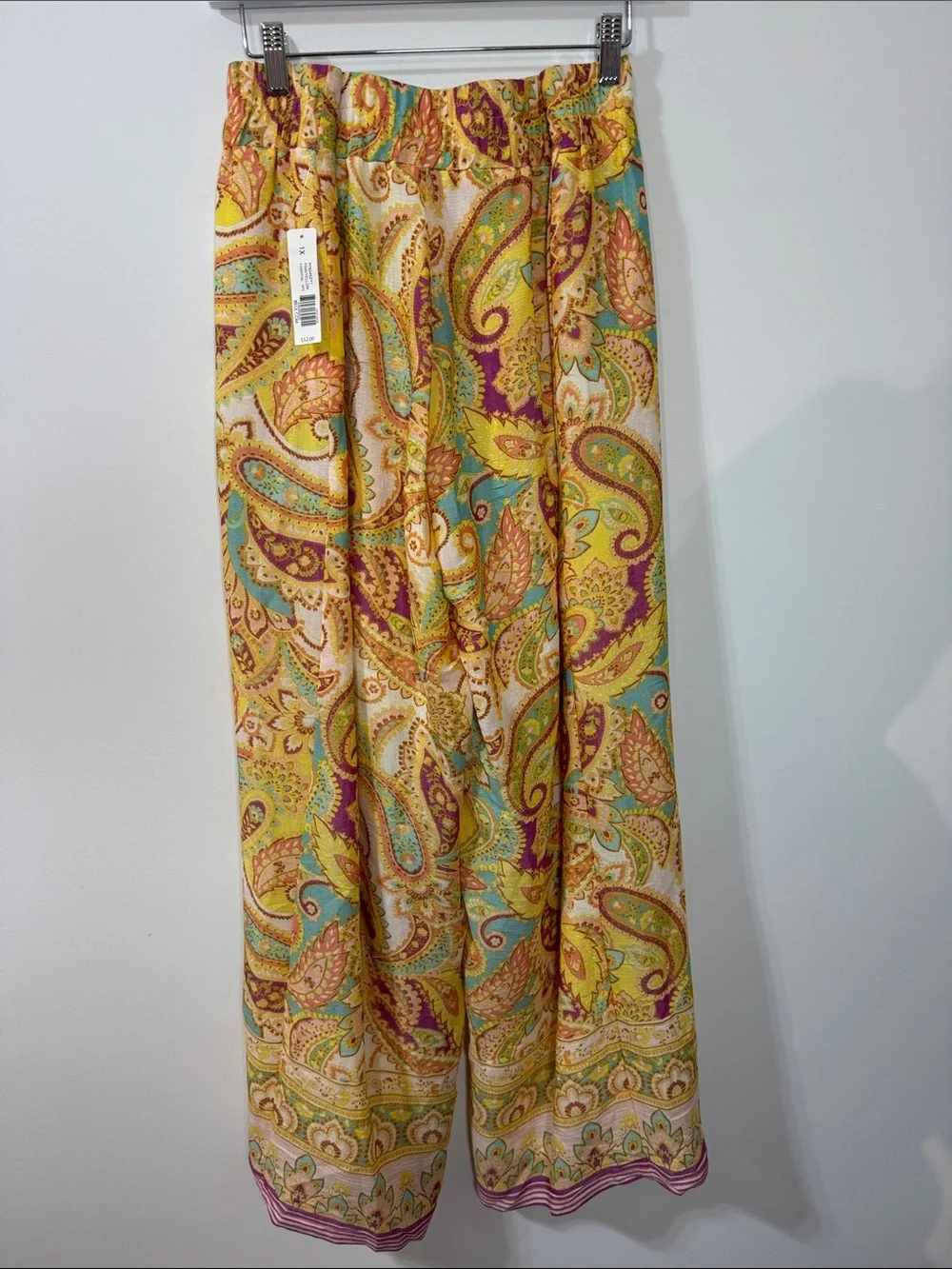 new directions Vibrant Paisley Wide-Leg Pants in Yellow, Turquoise & Pink - 1X